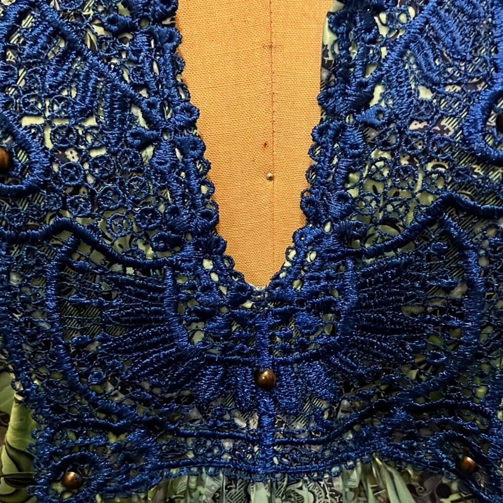 dressbarn Paisley V-Neck Crochet Neck Sleeveless Tunic Top Petite XL - Picture 5 of 10